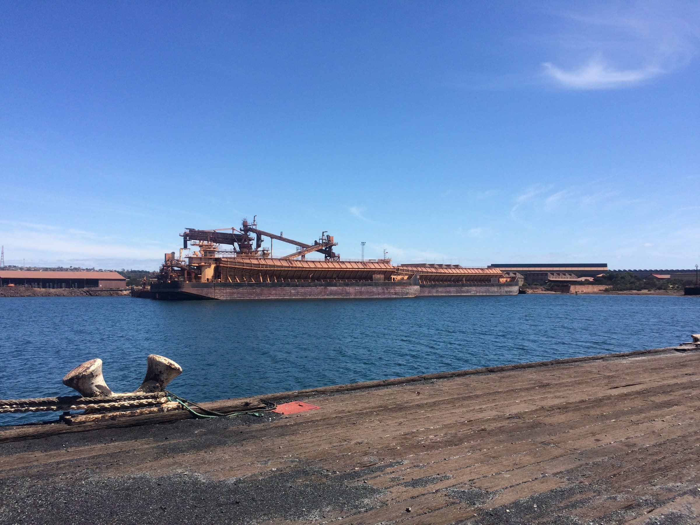 Whyalla industrial port and loading infrastructure viewed across the water