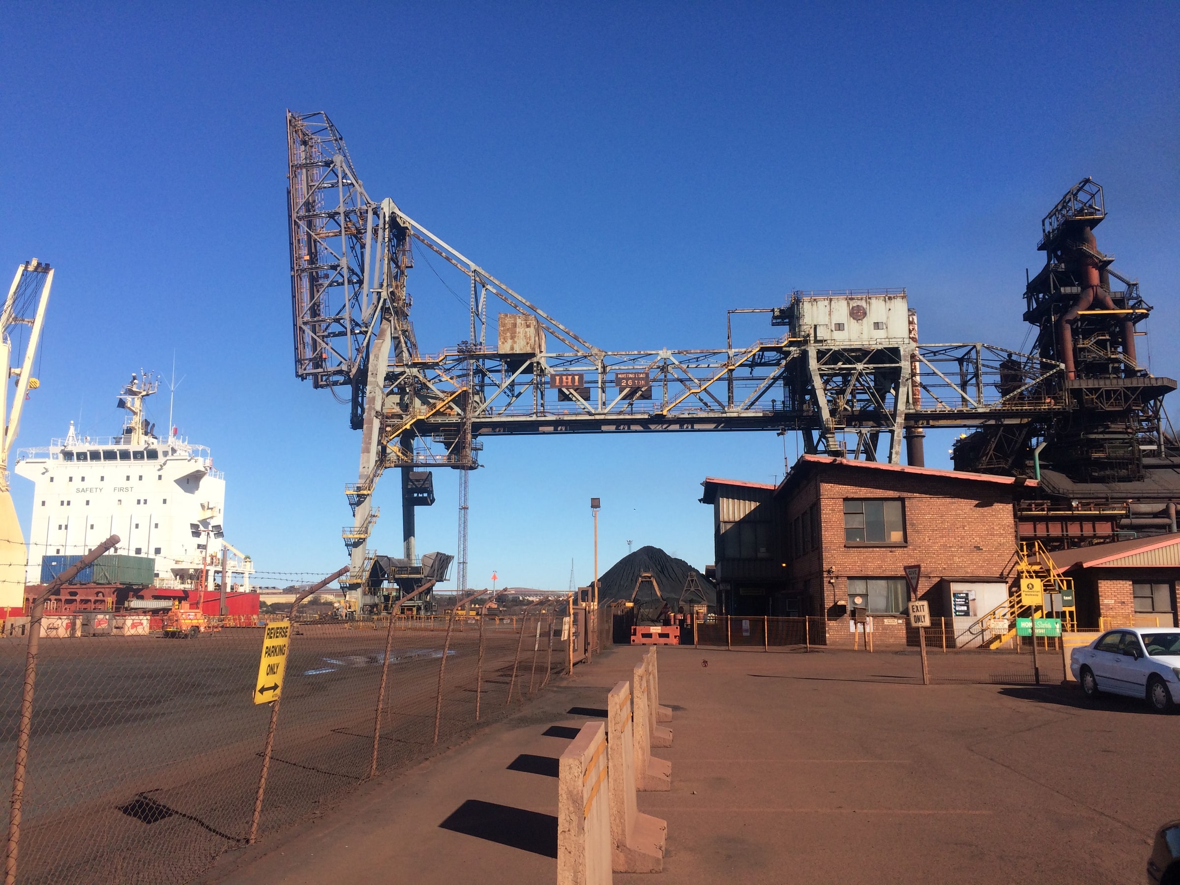 Shiploader, vessel and berth infrastructure at Whyalla