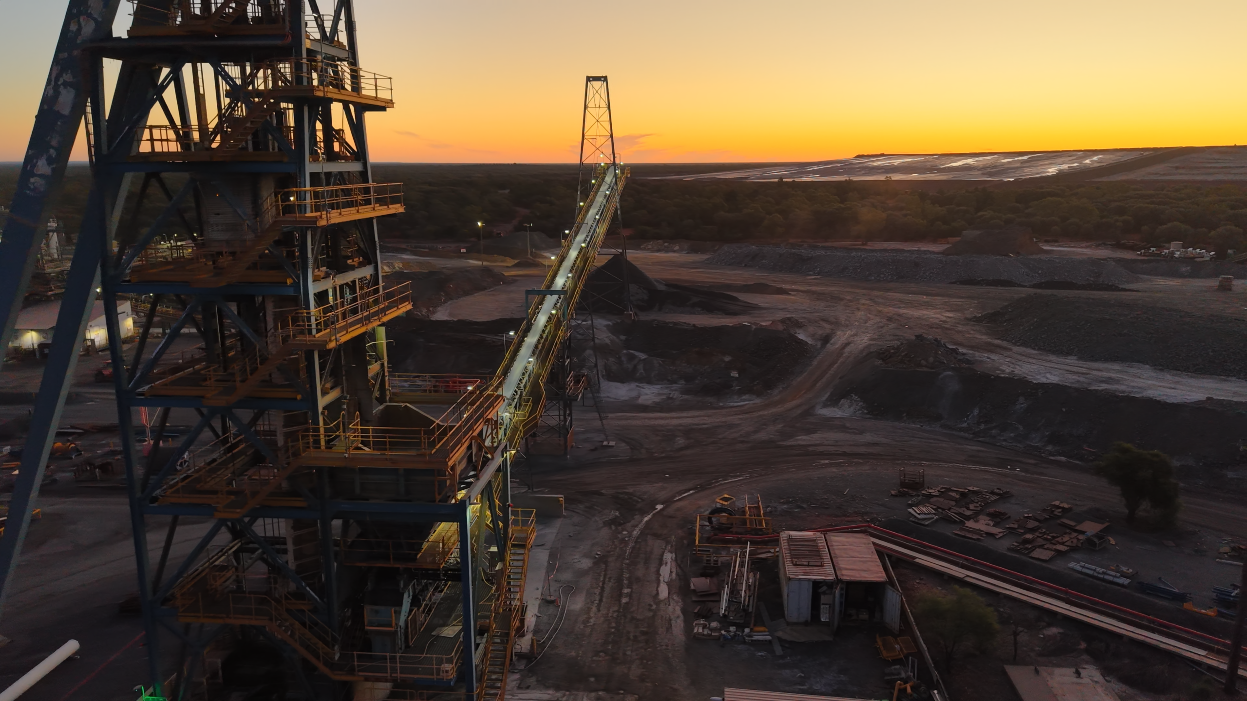 Peak Operation headframe near Cobar looking towards the tailings storage facility