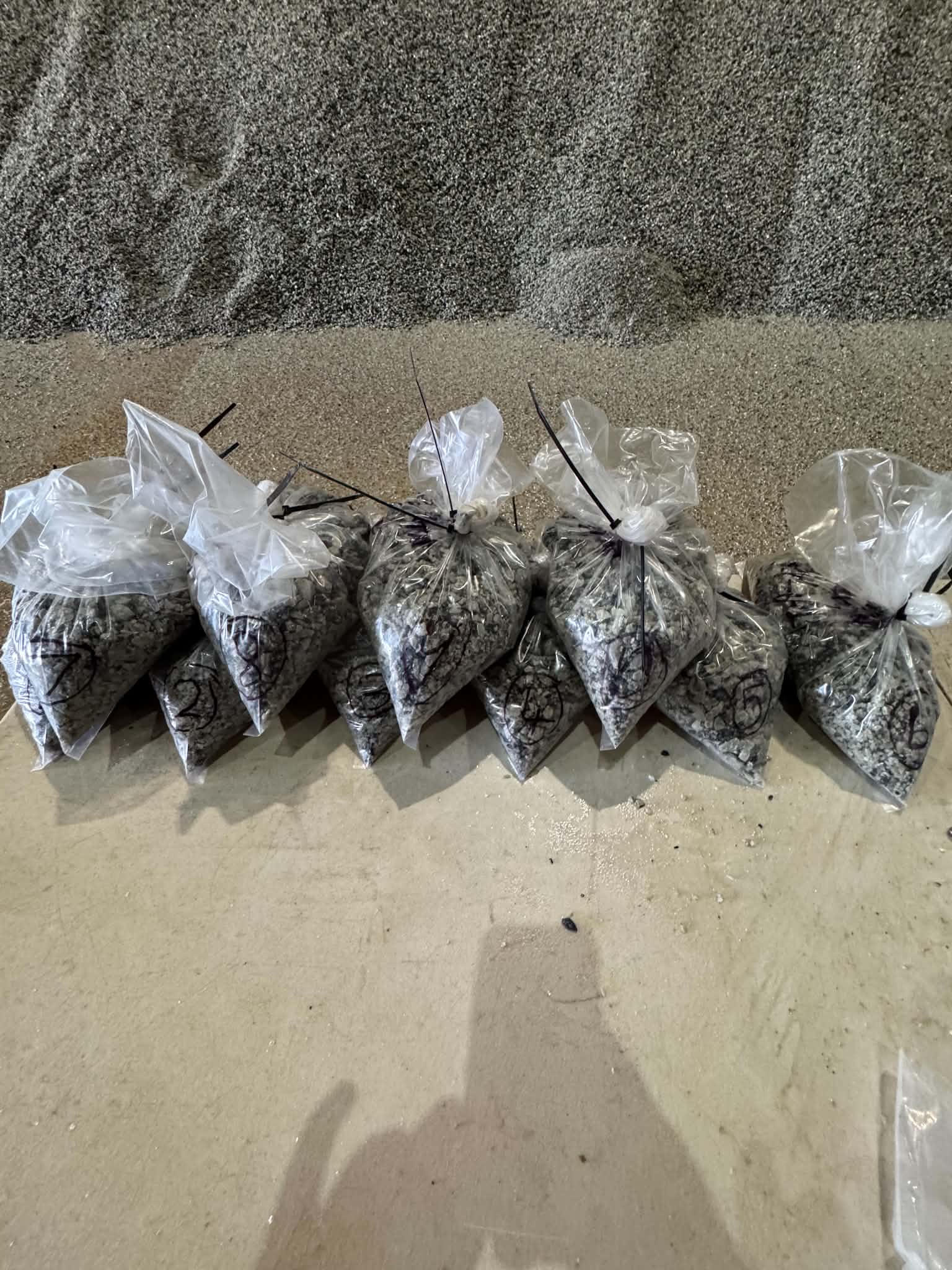Prepared bulk commodity samples ready for dispatch